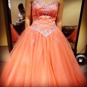 Peach/coral corset prom dress